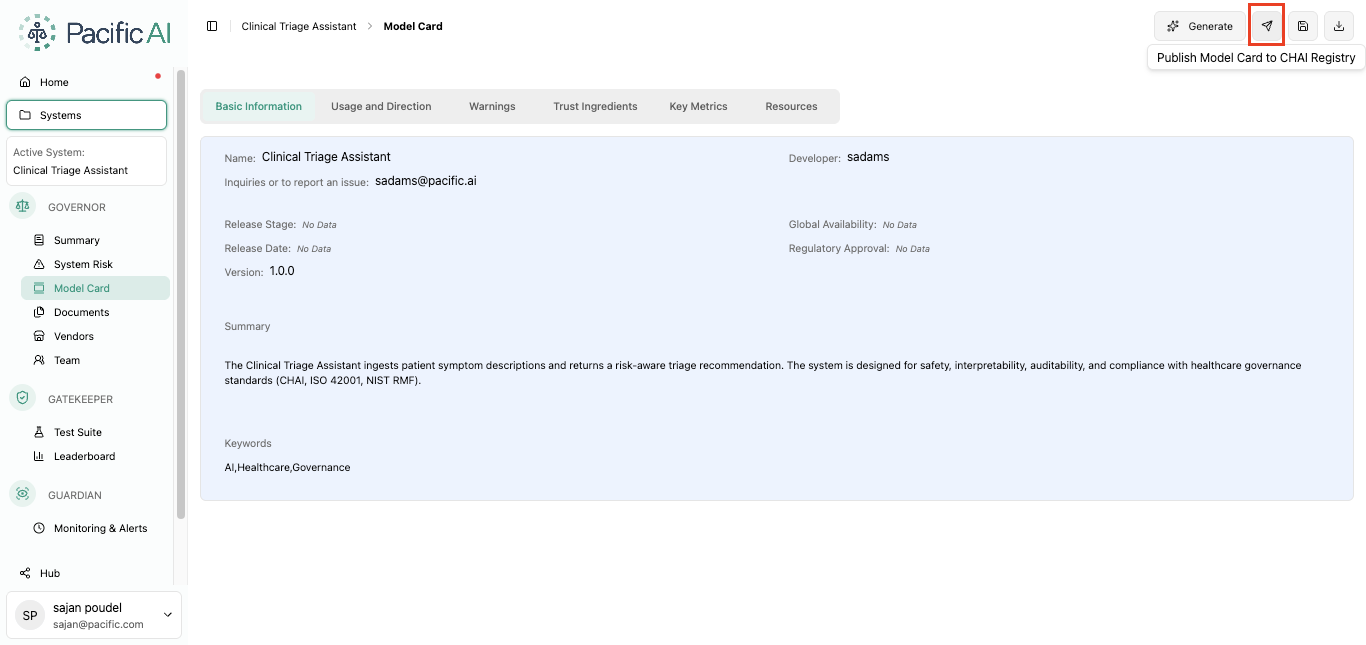 Publish Model Card to CHAI