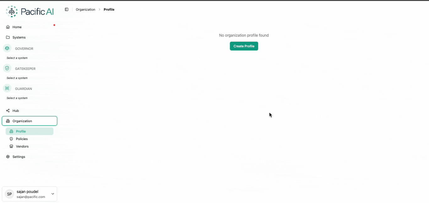 Create Organization Profile