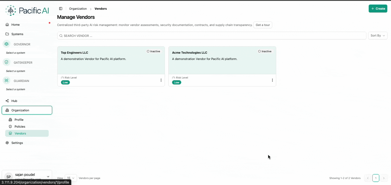 Create a Vendor