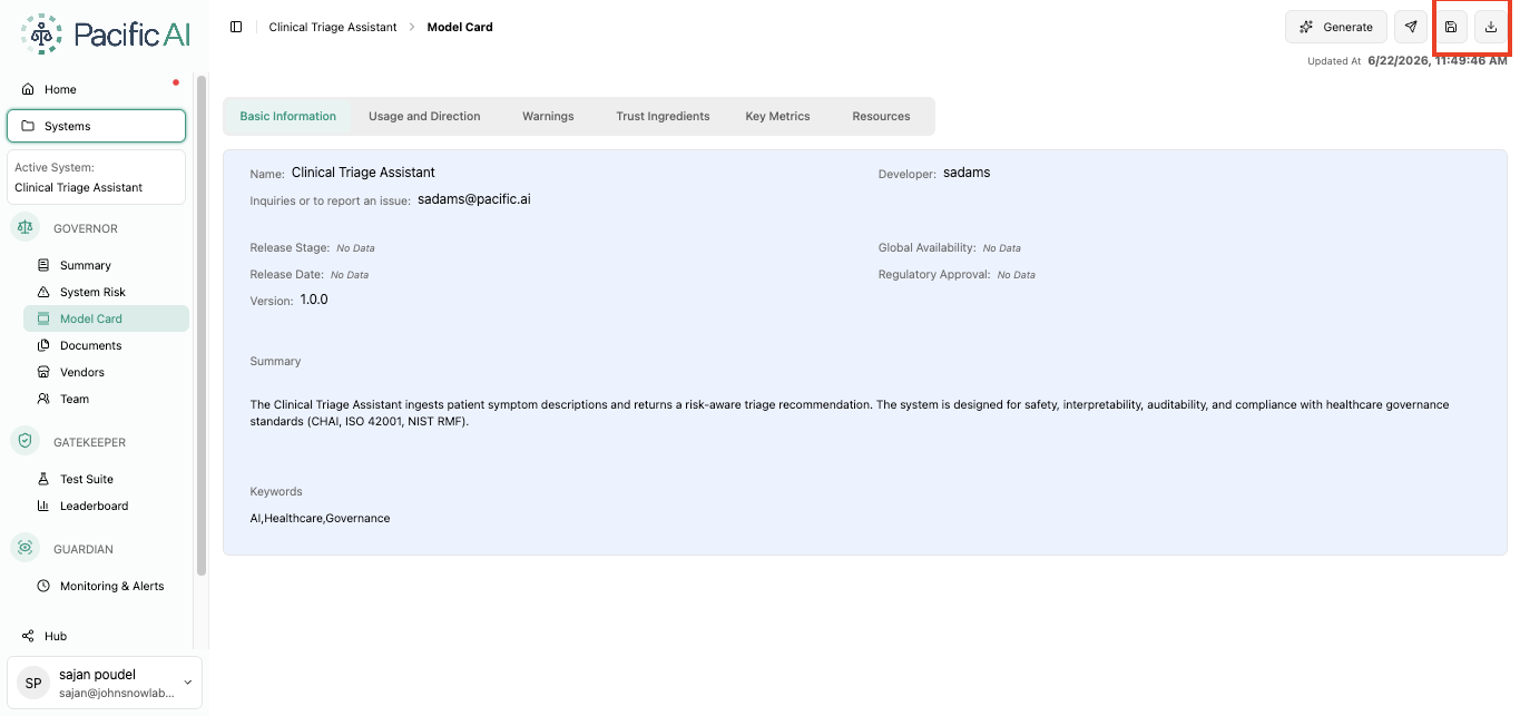 Download or Save Model Card